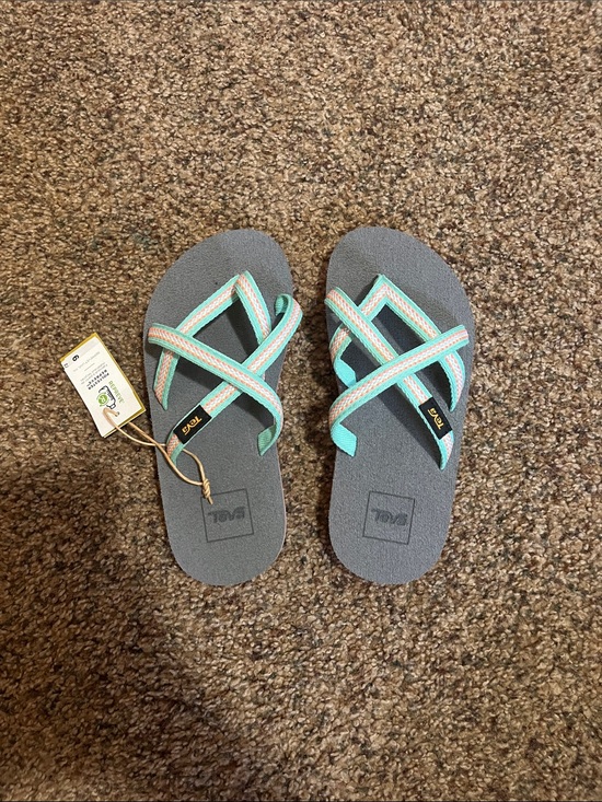 Teva Other - Teva Kids Gray Sandals with Mint and Peach Straps